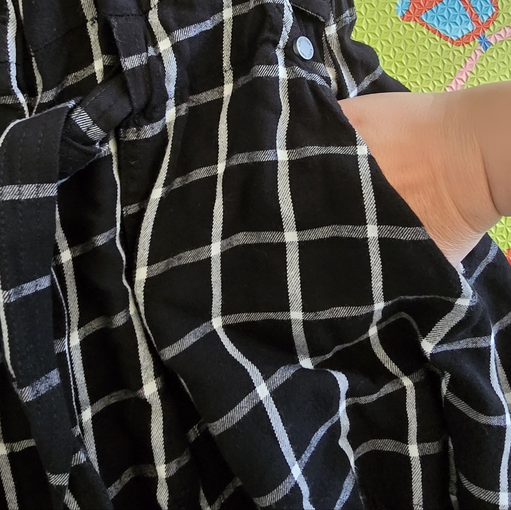 Calvin Klein Black and White Windowpane Maxi Shirt Dress - Picture 9 of 9